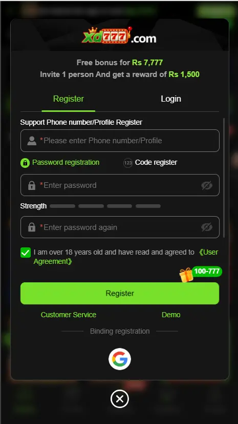 XD777 Game Register
